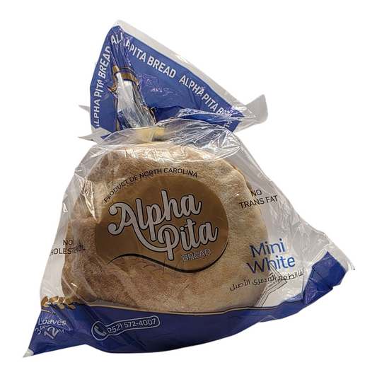 Alpha Pit Mini White Pita Pocket Bread - 6 Loaves - 12 oz (340g)