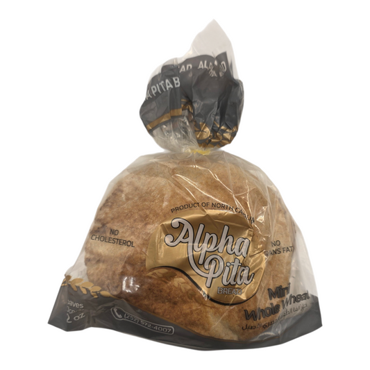 Alpha Pita Mini Whole Wheat Pita Pocket Bread - 6 Loaves - 12 oz