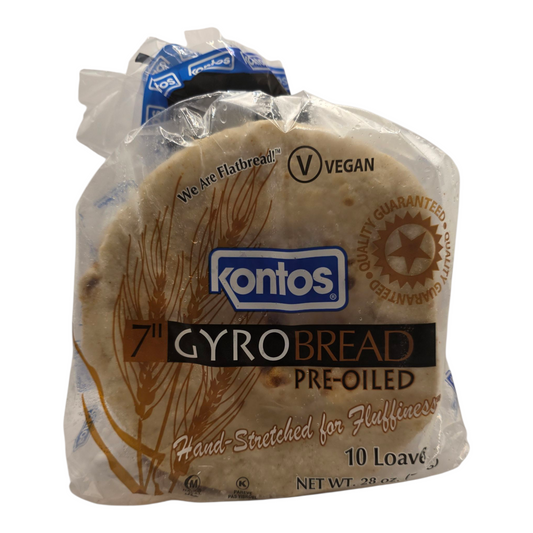 Kontos Gyro Bread Pre-Oiled - 10 Loaves - 28 oz (794g)