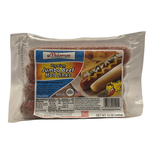 Midamar Premium Jumbo Beef Hot Links 12 oz (340g)