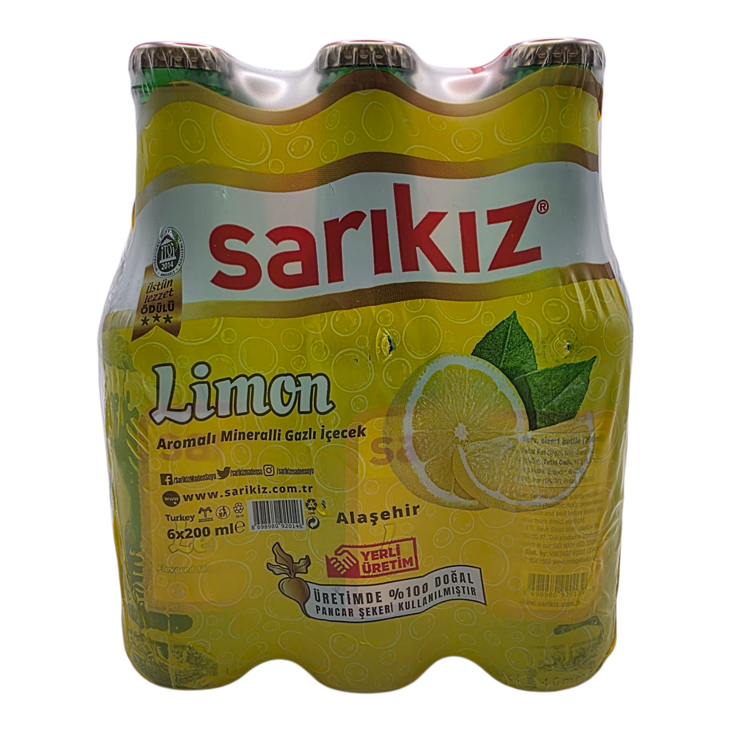 Sarikiz Watermelon Lemon Flavored Mineral Carbonated Drinks 6 x 200ml