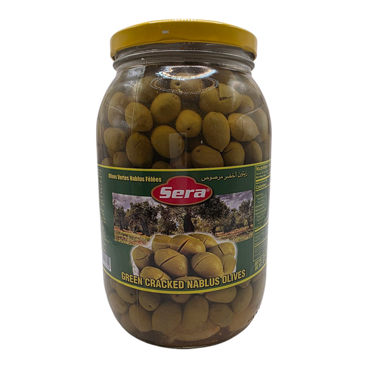 Sera Green Cracked Nablus Olives 70 oz (2000g)